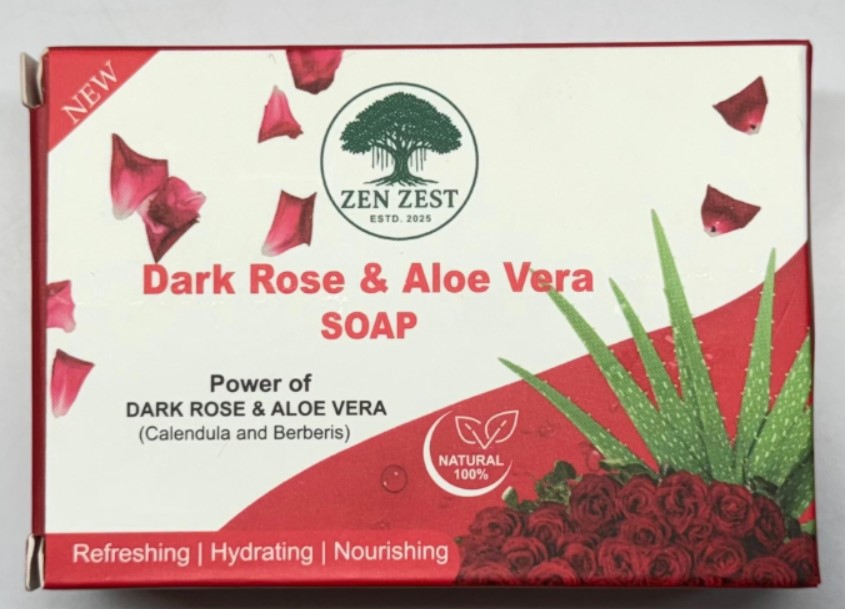 Zen Zest Dark Rose &amp; Aloe Vera Soap | 100% Natural Refreshing, Hydrating &amp; Nourishing Bar