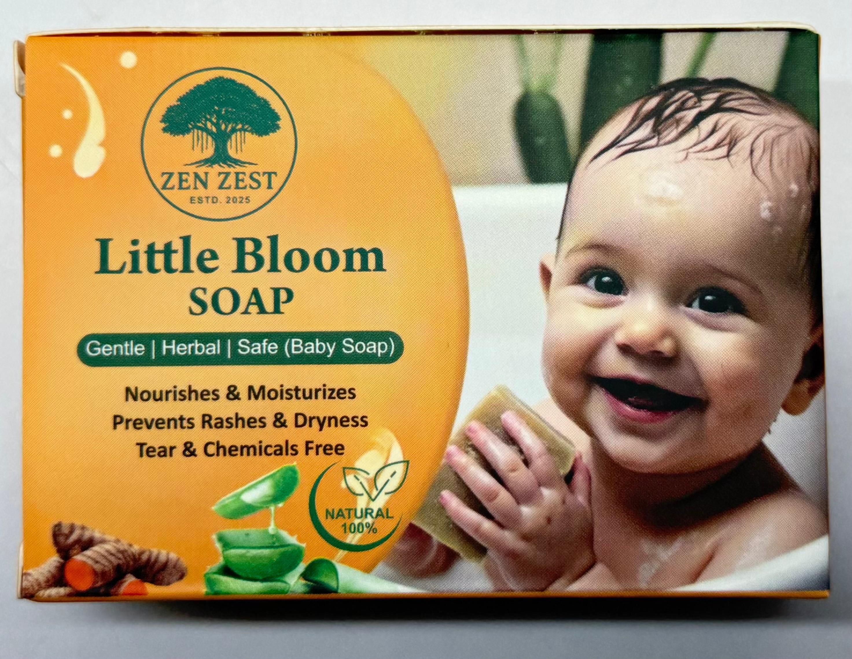 Zen Zest Little Bloom Baby Soap – 100% Natural, Tear-Free Herbal Bathing Bar