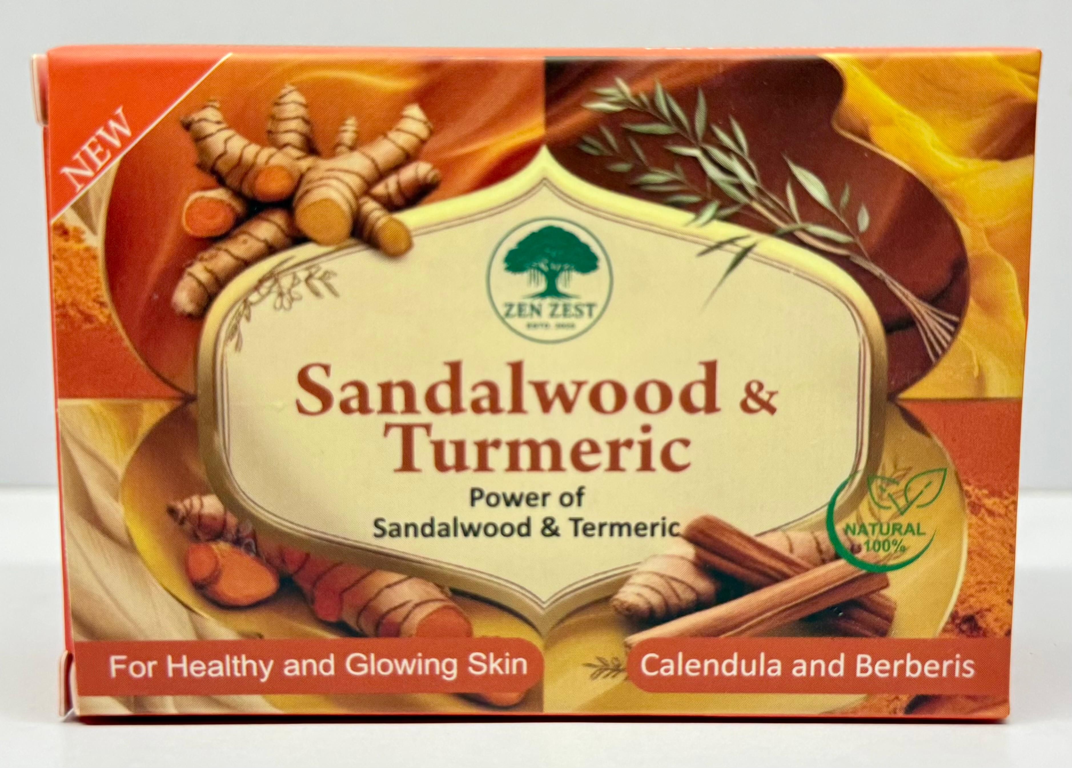 Zen Zest Sandalwood &amp; Turmeric Soap – 100% Natural for Healthy &amp; Glowing Skin